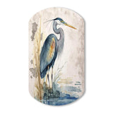 Heron By The Waterside Watercolour I - Asymmetric Metal Wall Art