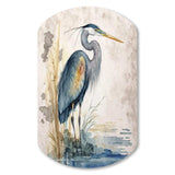 Heron By The Waterside Watercolour I - Asymmetric Metal Wall Art