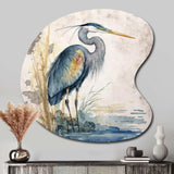 Heron By The Waterside Watercolour I - Asymmetric Metal Wall Art