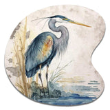 Heron By The Waterside Watercolour I - Asymmetric Metal Wall Art