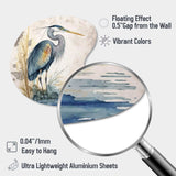 Heron By The Waterside Watercolour I - Asymmetric Metal Wall Art