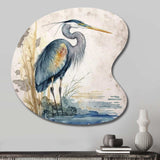 Heron By The Waterside Watercolour I - Asymmetric Metal Wall Art