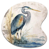 Heron By The Waterside Watercolour I - Asymmetric Metal Wall Art