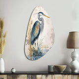 Heron By The Waterside Watercolour I - Asymmetric Metal Wall Art