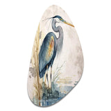 Heron By The Waterside Watercolour I - Asymmetric Metal Wall Art