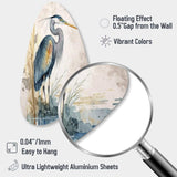 Heron By The Waterside Watercolour I - Asymmetric Metal Wall Art