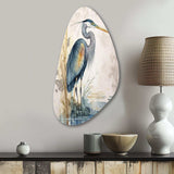 Heron By The Waterside Watercolour I - Asymmetric Metal Wall Art