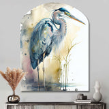 Heron By The Waterside Watercolour III - Asymmetric Metal Wall Art