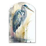 Heron By The Waterside Watercolour III - Asymmetric Metal Wall Art