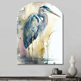 Heron By The Waterside Watercolour III - Asymmetric Metal Wall Art