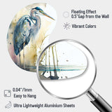 Heron By The Waterside Watercolour III - Asymmetric Metal Wall Art