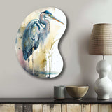 Heron By The Waterside Watercolour III - Asymmetric Metal Wall Art