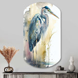 Heron By The Waterside Watercolour III - Asymmetric Metal Wall Art