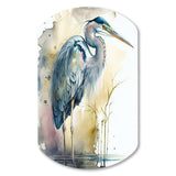 Heron By The Waterside Watercolour III - Asymmetric Metal Wall Art