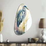 Heron By The Waterside Watercolour III - Asymmetric Metal Wall Art