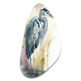 Heron By The Waterside Watercolour III - Asymmetric Metal Wall Art