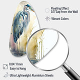 Heron By The Waterside Watercolour III - Asymmetric Metal Wall Art