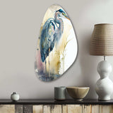 Heron By The Waterside Watercolour III - Asymmetric Metal Wall Art