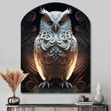 Luminous White Owl I - Asymmetric Metal Wall Art