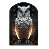 Luminous White Owl I - Asymmetric Metal Wall Art