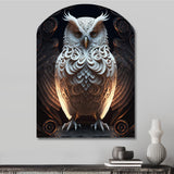 Luminous White Owl I - Asymmetric Metal Wall Art