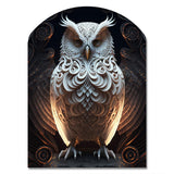 Luminous White Owl I - Asymmetric Metal Wall Art