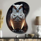 Luminous White Owl I - Asymmetric Metal Wall Art