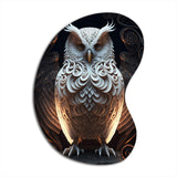 Luminous White Owl I - Asymmetric Metal Wall Art