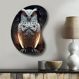 Luminous White Owl I - Asymmetric Metal Wall Art