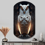 Luminous White Owl I - Asymmetric Metal Wall Art