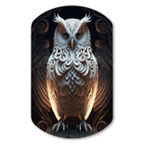 Luminous White Owl I - Asymmetric Metal Wall Art