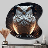 Luminous White Owl I - Asymmetric Metal Wall Art