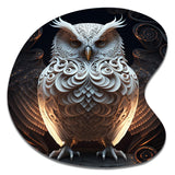 Luminous White Owl I - Asymmetric Metal Wall Art