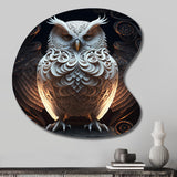 Luminous White Owl I - Asymmetric Metal Wall Art