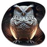 Luminous White Owl I - Asymmetric Metal Wall Art