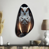 Luminous White Owl I - Asymmetric Metal Wall Art