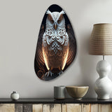 Luminous White Owl I - Asymmetric Metal Wall Art