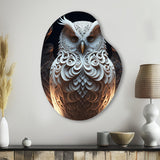 Luminous White Owl I - Asymmetric Metal Wall Art