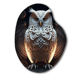 Luminous White Owl I - Asymmetric Metal Wall Art