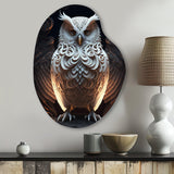 Luminous White Owl I - Asymmetric Metal Wall Art