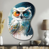 Cool White Owl With Funky Sunglasses II - Asymmetric Metal Wall Art