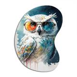 Cool White Owl With Funky Sunglasses II - Asymmetric Metal Wall Art