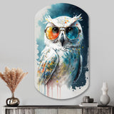 Cool White Owl With Funky Sunglasses II - Asymmetric Metal Wall Art