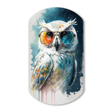 Cool White Owl With Funky Sunglasses II - Asymmetric Metal Wall Art