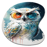 Cool White Owl With Funky Sunglasses II - Asymmetric Metal Wall Art