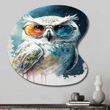 Cool White Owl With Funky Sunglasses II - Asymmetric Metal Wall Art