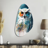 Cool White Owl With Funky Sunglasses II - Asymmetric Metal Wall Art