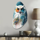 Cool White Owl With Funky Sunglasses II - Asymmetric Metal Wall Art