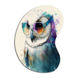 Cool White Owl With Funky Sunglasses III - Asymmetric Metal Wall Art