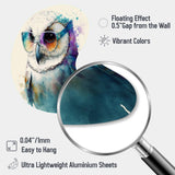 Cool White Owl With Funky Sunglasses III - Asymmetric Metal Wall Art